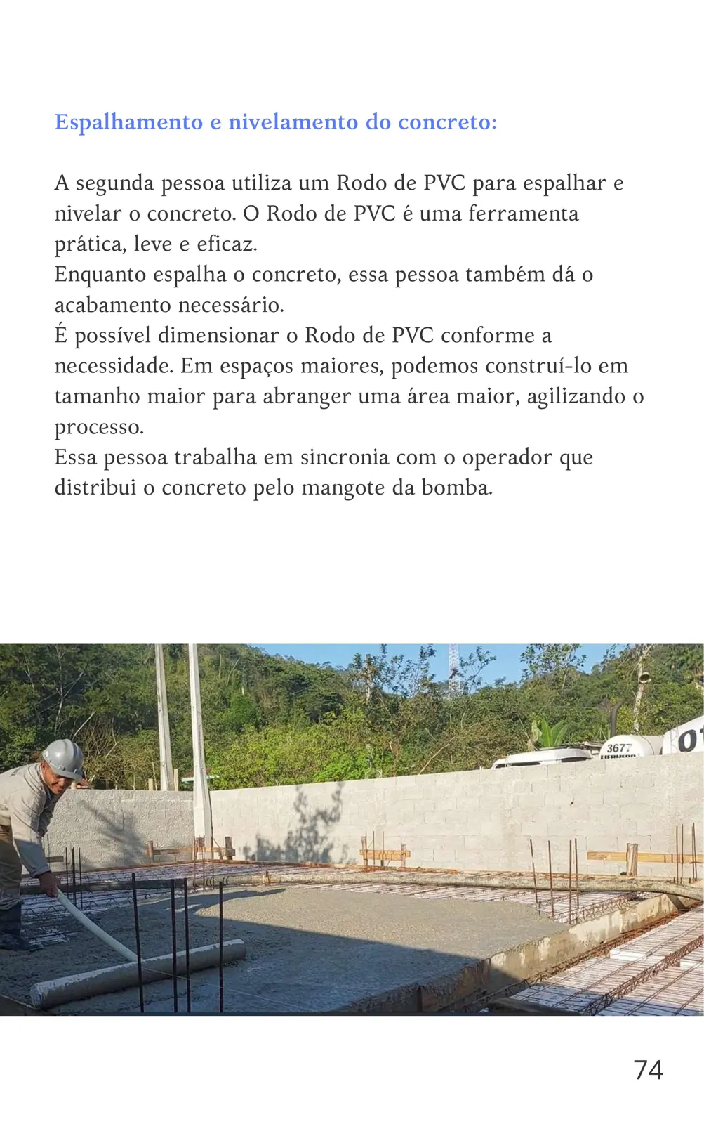 Espalhamento e nivelamento do concreto